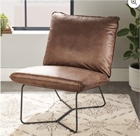Brown Faux Leather Lounge Chair