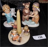 2 Goebel Figurines and Candle Holder