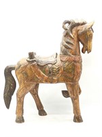 Large Wood Carved Horse Figure 21” x 23”