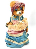 Vintage Tin and Cardboard Mother and Baby Bear 9”