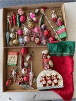 Vintage Christmas Ornaments, Stocking, Napkin