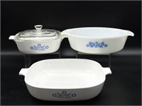Corning Ware Cornflower Blue Dishes - One is Fire