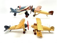 (4) Wood Airplanes Decor 6”
