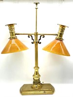 Vintage Metal Lamp with Glass Shades 29.5”