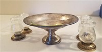 2 PAIR STERLING BASE S&P, STERLING FOOTED BOWL