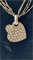 925 Double Heart Necklace Y2K Style-22.1g