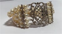 Beautiful Freshwater Pearl Mutlirow Cuffl Bracelet
