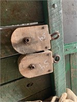 (2) wood pulleys