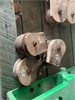 (3) wood pulleys