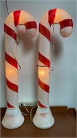 (2) vintage blow mold candy canes (approx 40in)