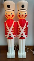(2) vintage blow mold toy soldiers (30in)