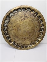 Large Antique Moroccan Solid Brass Serving Tray
