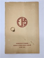 1953 Edison Junior High School Yearbook & '57 Ring