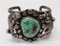 Large Navajo Turquoise & Sterling Bracelet