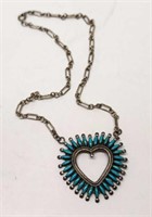 Daniel Estate Zuni Turquoise Heart Necklace