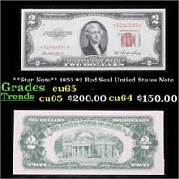 **Star Note** 1953 $2 Red Seal Untied States Note