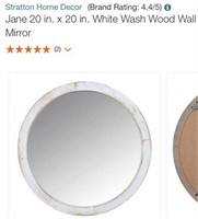 Jane 20 in. x 20 in. White Wash Wood Wall Mirror