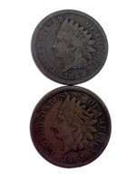 2 Civil War Era Indian Head Pennies