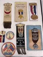 Civil War, G.A.R. Memorial Ribbons, Buttons