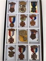Civil War G.A.R. Medals/Pins In Case