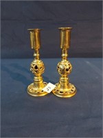 Pair of Brass Candle Holders 7" Tall
