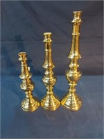 Lot of 3 Brass Candle Sick Holders