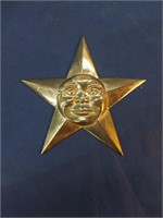 Brass Star With a Face Wall Decor 6"