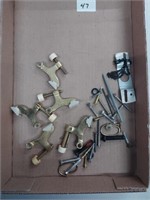 Lot of 5 Brass Door Stops & Misc Brass Screws