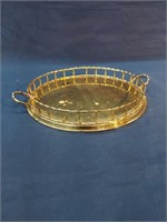 Brass Serving Tray with Rail 12" Diameter