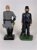 2 Vintage Cast Iron Civil War Soldiers