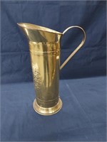 Tall Brass Hot Water Pitcher with Raised Design