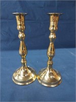 Pair of 10" Tall Brass Candle Stick Holders