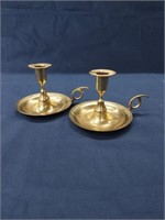 Pair of Brass Chamberstick Candle Holders