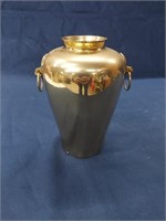 Double Ring Handled Brass Vase 8" Tall