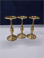 Set of 3 Raised Brass Candle Holders 8.75" Tall