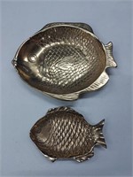 Set of 2 Solid Brass Fish Trays (keys jewelry etc)
