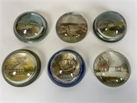 6 Vintage Gettysburg PA Glass Paperweights