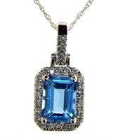 14kt Gold London Blue Topaz & Diamond Necklace