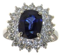 14kt White Gold 5.40 ct Sapphire & Diamond Ring
