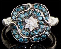 Genuine 3/4 ct Fancy Blue & White Diamond Ring