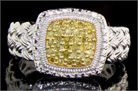 Genuine Pave' Fancy Yellow Diamond Designer Ring