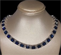 Elegant Cushion Cut 34.85 ct Sapphire Necklace