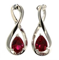 Beautiful Pear Cut Ruby Leverback Earrings