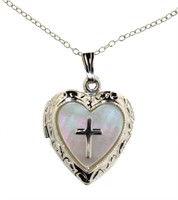 Beautiful Mother of Pearl Cross Locket Necklace