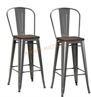 30in Bar Stool with Wood Seat