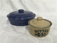 Stoneware Casserole & Butter Tub