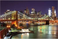 New York Brooklyn Bridge at Night Poster New