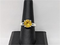 3cts Yellow zircon ring in sterling silver
