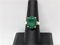 7cts Emerald Gemstone Ring in sterling silver , 4