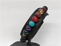 Black Lava and 7 Chakra Bracelet with gold plated